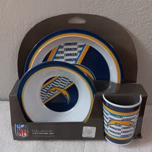 Los Angeles LA Chargers NFL Football Melamine Kids Dinner Set Plate Bowl Cup